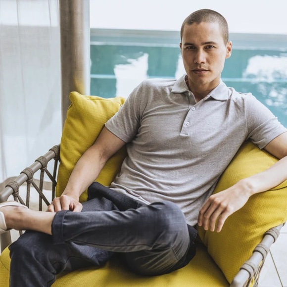 Phil Petter Short Sleeve Fine Linen Jersey Polo Shirt in Gray size XL - Picture 1 of 9